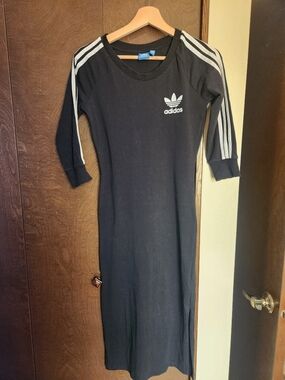 Adidas Black Three-Stripe Long Dress